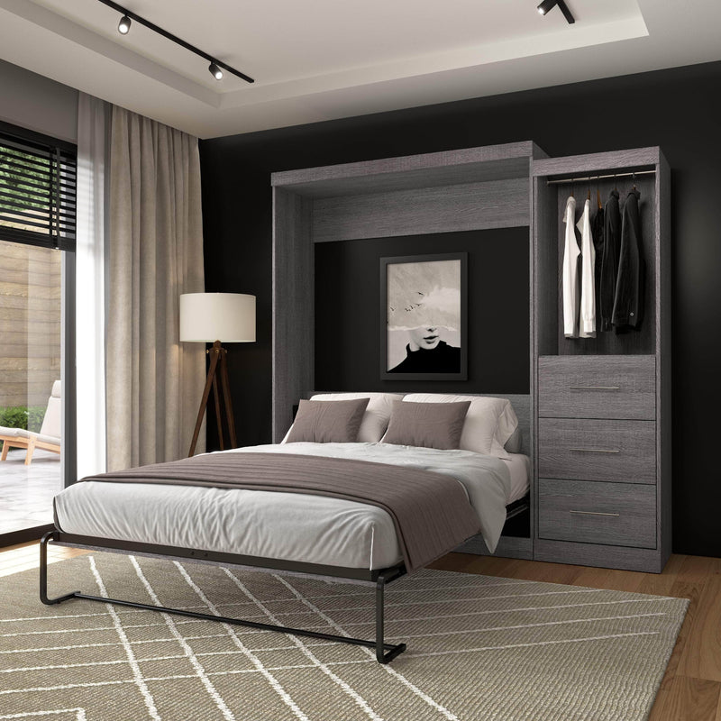 Modubox Murphy Wall Bed Nebula Queen Murphy Wall Bed and Closet Organizer with Drawers - Available in 3 Colours
