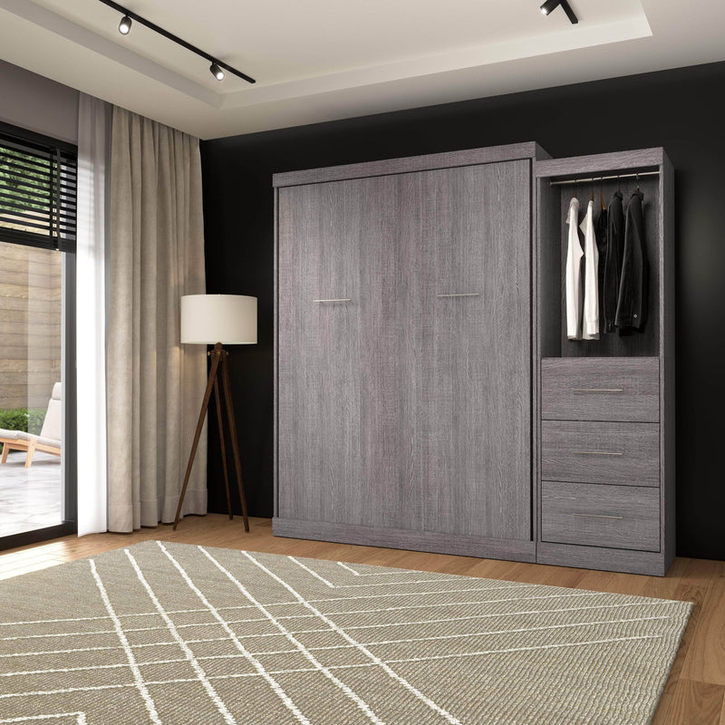 Modubox Murphy Wall Bed Nebula Queen Murphy Wall Bed and Closet Organizer with Drawers - Available in 3 Colours