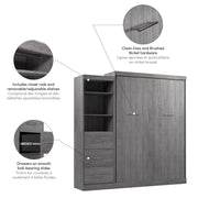 Modubox Murphy Wall Bed Nebula Queen Murphy Wall Bed and Closet Organizer with Drawers - Available in 3 Colours