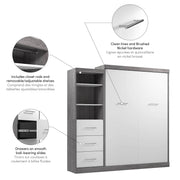 Modubox Murphy Wall Bed Nebula Queen Murphy Wall Bed and Closet Organizer with Drawers - Available in 3 Colours