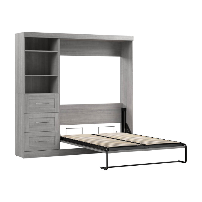 Modubox Murphy Wall Bed Platinum Grey Pur Full Murphy Wall Bed and 1 Storage Unit with Drawers (84”) - Available in 7 Colours
