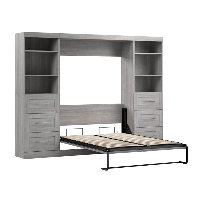Modubox Murphy Wall Bed Platinum Grey Pur Full Murphy Wall Bed and 2 Storage Units with Drawers (109W) - Available in 7 Colours