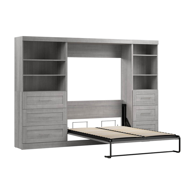 Modubox Murphy Wall Bed Platinum Grey Pur Full Murphy Wall Bed and 2 Storage Units with Drawers (120”) - Available in 5 Colours