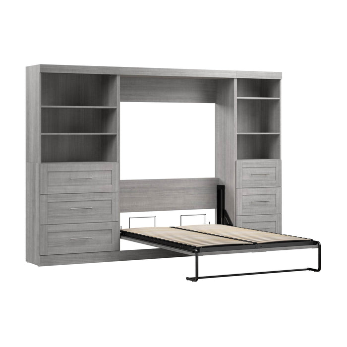 Modubox Murphy Wall Bed Platinum Grey Pur Full Murphy Wall Bed and 2 Storage Units with Drawers (120”) - Available in 5 Colours