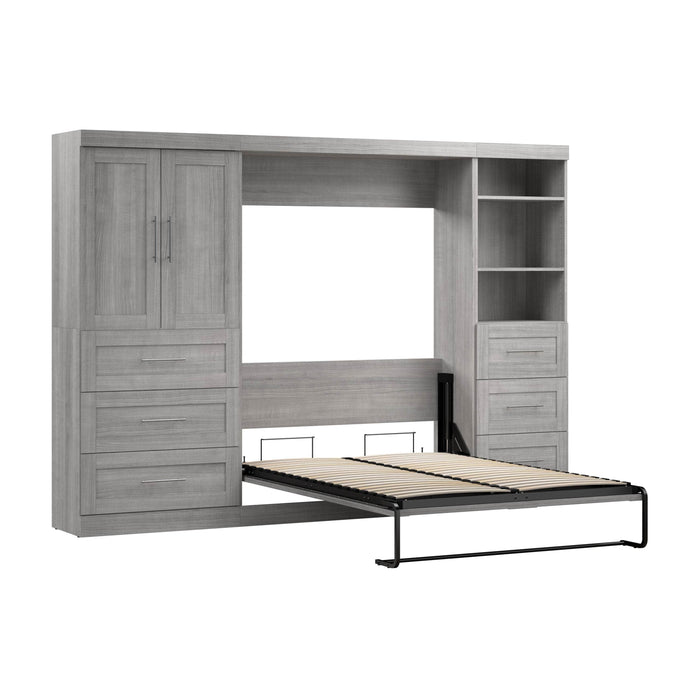 Modubox Murphy Wall Bed Platinum Grey Pur Full Murphy Wall Bed and 2 Storage Units with Drawers (120”) - Available in 5 Colours