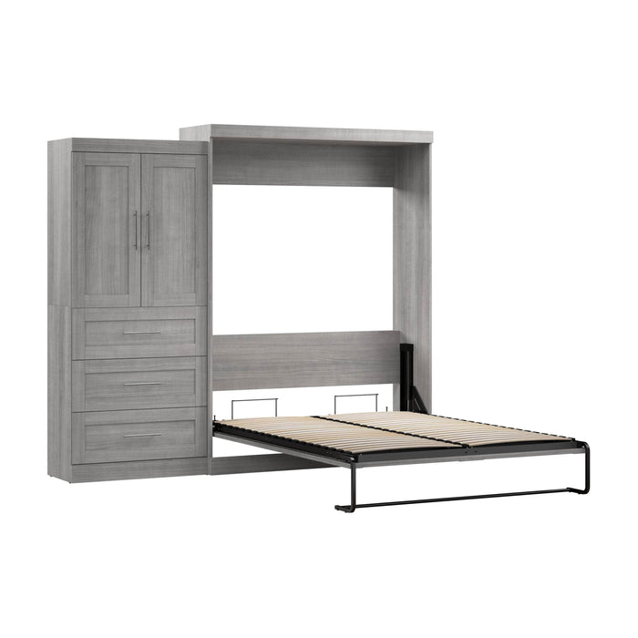 Modubox Murphy Wall Bed Platinum Grey Pur Queen Murphy Wall Bed and 1 Storage Unit with Drawers (101”) - Available in 4 Colours