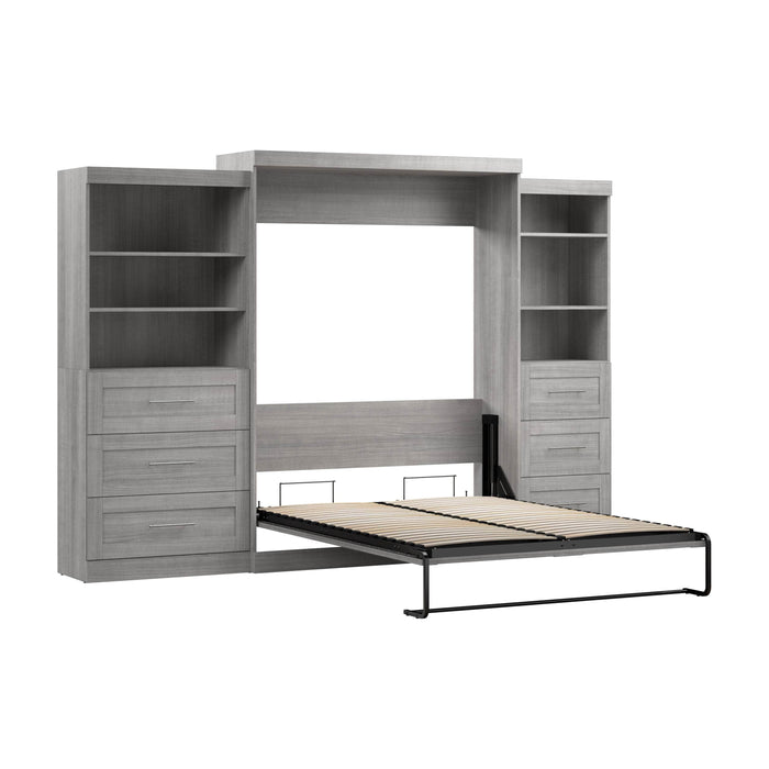 Modubox Murphy Wall Bed Platinum Grey Pur Queen Murphy Wall Bed and 2 Storage Units with Drawers (126”) - Available in 5 Colours