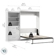 Modubox Murphy Wall Bed Pur 101" Queen Size Murphy Wall Bed with Storage Unit - Available in 3 Colours