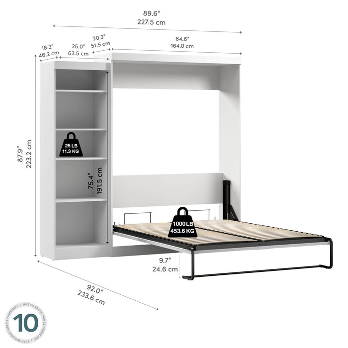 Modubox Murphy Wall Bed Pur 90" Queen Size Murphy Wall Bed with Storage Unit - Available in 3 Colours