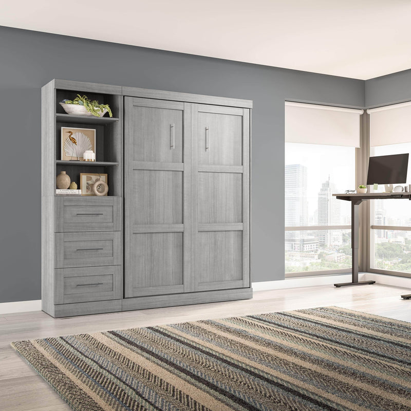 Modubox Murphy Wall Bed Pur Full Murphy Wall Bed and 1 Storage Unit with Drawers (84”) - Available in 7 Colours