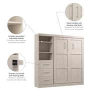 Modubox Murphy Wall Bed Pur Full Murphy Wall Bed and 1 Storage Unit with Drawers (84”) - Available in 7 Colours