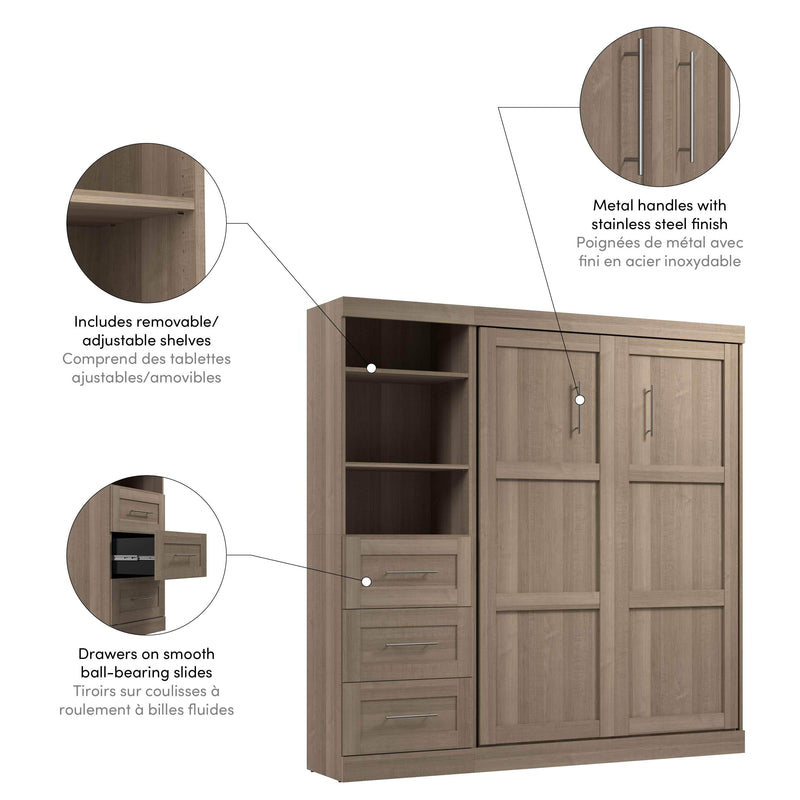 Modubox Murphy Wall Bed Pur Full Murphy Wall Bed and 1 Storage Unit with Drawers (84”) - Available in 7 Colours