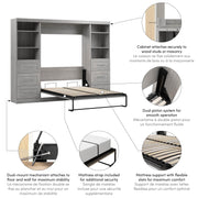 Modubox Murphy Wall Bed Pur Full Murphy Wall Bed and 2 Storage Units with Drawers (109W) - Available in 7 Colours