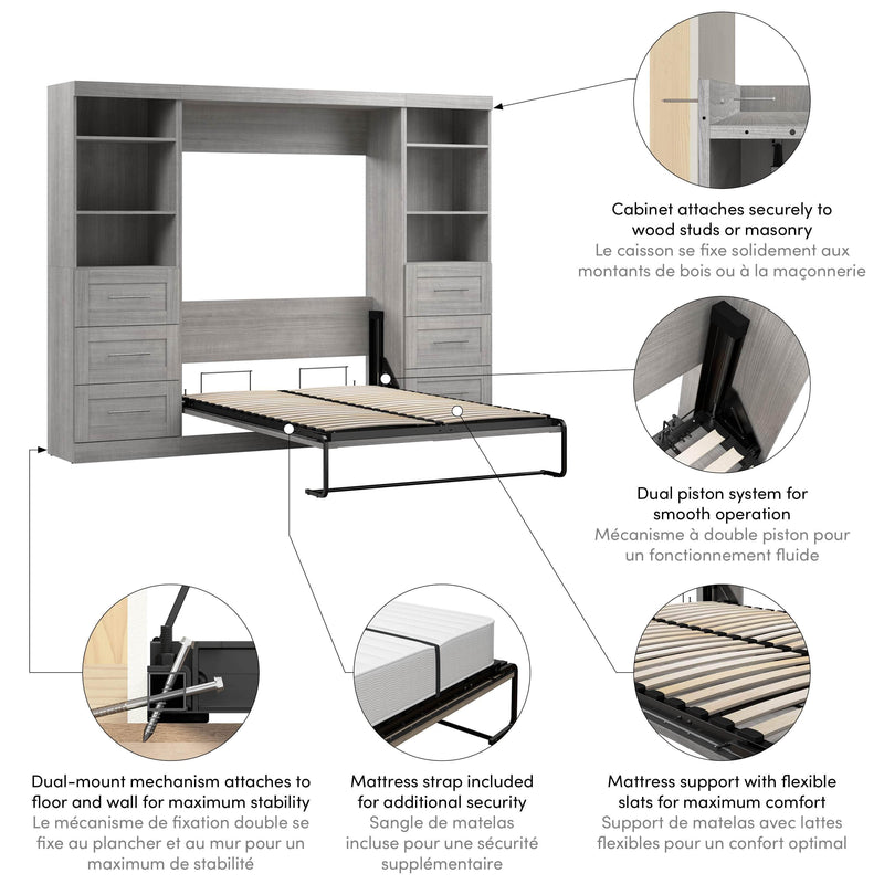 Modubox Murphy Wall Bed Pur Full Murphy Wall Bed and 2 Storage Units with Drawers (109W) - Available in 7 Colours