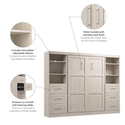Modubox Murphy Wall Bed Pur Full Murphy Wall Bed and 2 Storage Units with Drawers (109W) - Available in 7 Colours