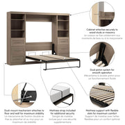 Modubox Murphy Wall Bed Pur Full Murphy Wall Bed and 2 Storage Units with Drawers (109W) - Available in 7 Colours