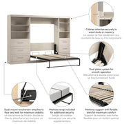 Modubox Murphy Wall Bed Pur Full Murphy Wall Bed and 2 Storage Units with Drawers (120”) - Available in 5 Colours