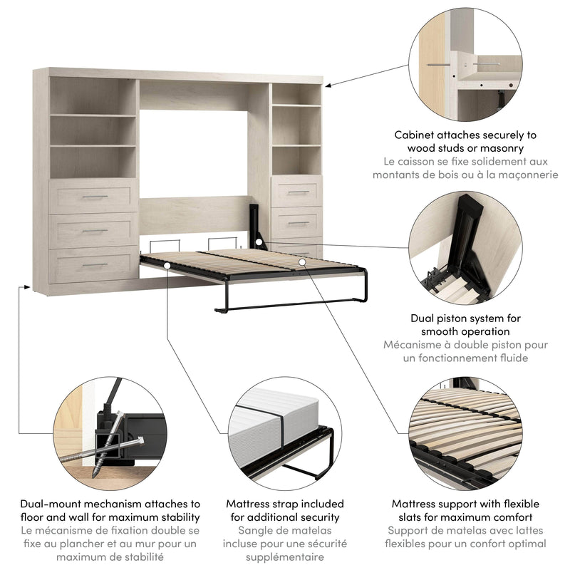 Modubox Murphy Wall Bed Pur Full Murphy Wall Bed and 2 Storage Units with Drawers (120”) - Available in 5 Colours