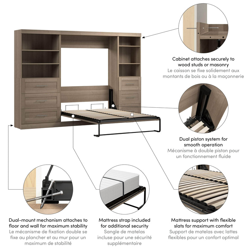 Modubox Murphy Wall Bed Pur Full Murphy Wall Bed and 2 Storage Units with Drawers (120”) - Available in 5 Colours