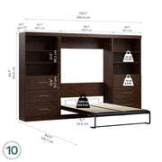 Modubox Murphy Wall Bed Pur Full Murphy Wall Bed and 2 Storage Units with Drawers (131”) - Available in 2 Colours
