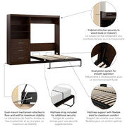Modubox Murphy Wall Bed Pur Full Murphy Wall Bed and Storage Unit with Drawers (95W) - Available in 2 Colours