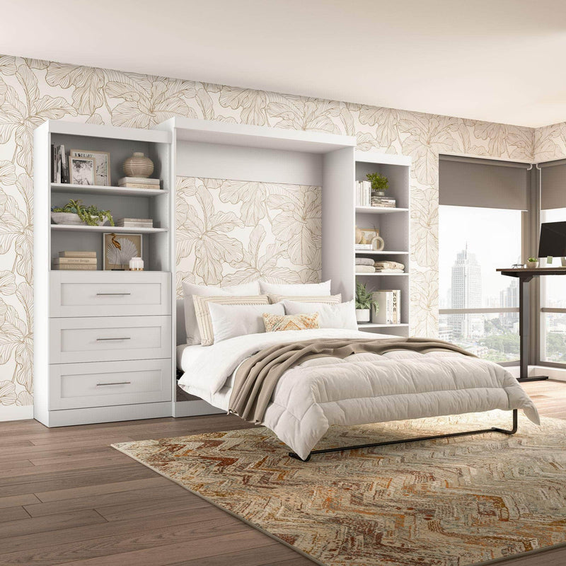 Modubox Murphy Wall Bed Pur Queen Murphy Pull Down Wall Bed and 2 Storage Units with Drawers (126”) - Available in 2 Colours