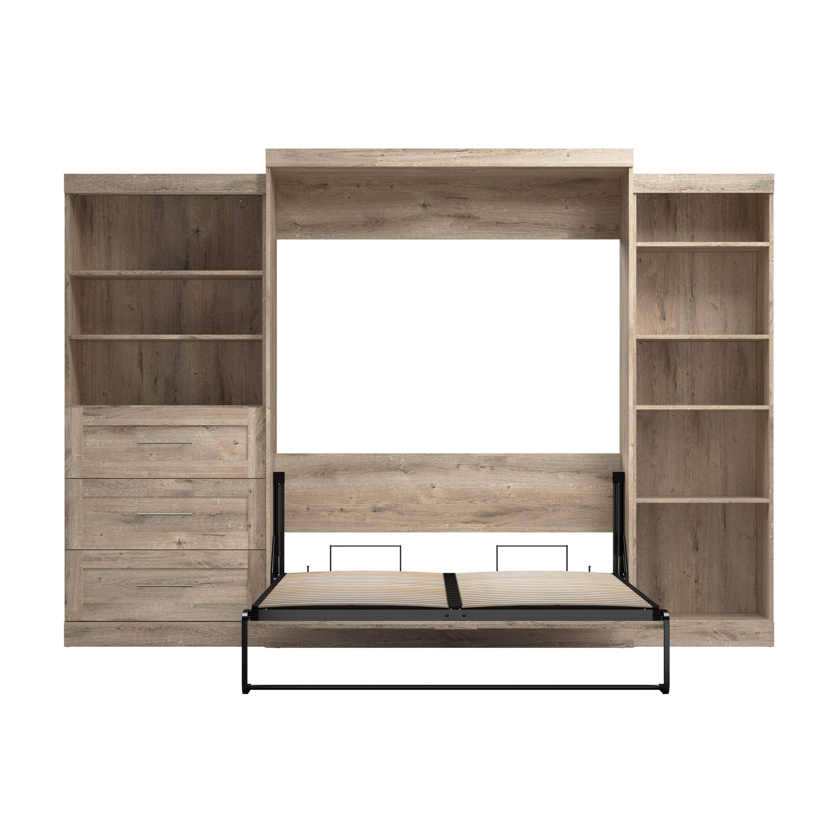 Modubox Pur Queen Murphy Pull Down Wall Bed and 2 Storage Units with ...