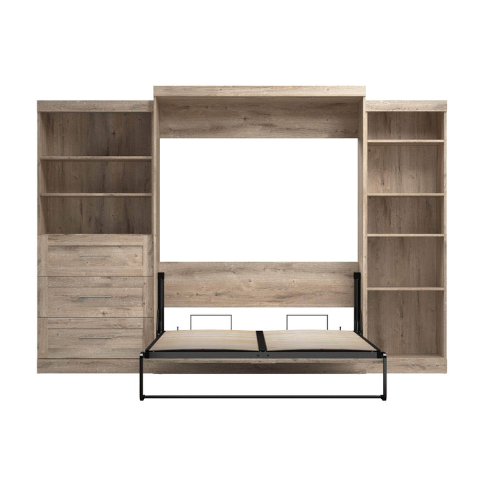 Modubox Murphy Wall Bed Pur Queen Murphy Pull Down Wall Bed and 2 Storage Units with Drawers (126”) - Available in 3 Colours