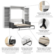 Modubox Murphy Wall Bed Pur Queen Murphy Wall Bed, 2 Storage Units and a Sofa (115“) - Available in 2 Colours