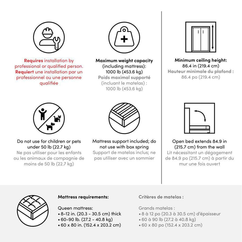 Modubox Murphy Wall Bed Pur Queen Murphy Wall Bed (65") - Available in 5 Colours