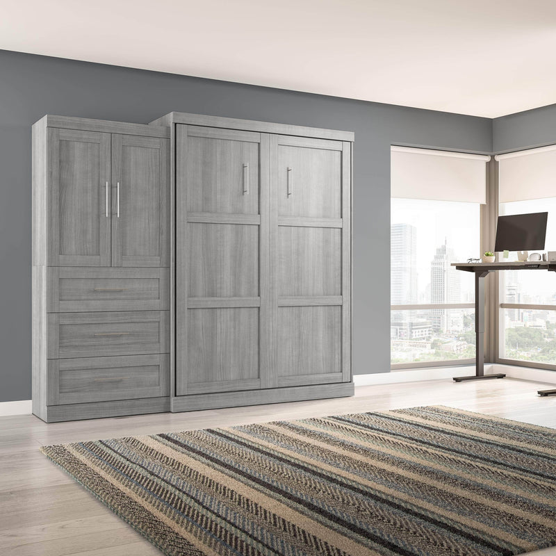 Modubox Murphy Wall Bed Pur Queen Murphy Wall Bed and 1 Storage Unit with Drawers (101”) - Available in 4 Colours