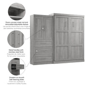 Modubox Murphy Wall Bed Pur Queen Murphy Wall Bed and 1 Storage Unit with Drawers (101”) - Available in 4 Colours