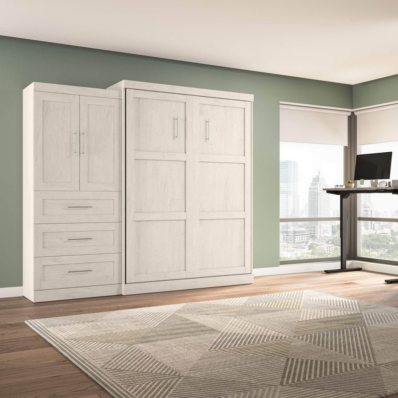 Modubox Murphy Wall Bed Pur Queen Murphy Wall Bed and 1 Storage Unit with Drawers (101”) - Available in 4 Colours