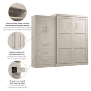 Modubox Murphy Wall Bed Pur Queen Murphy Wall Bed and 1 Storage Unit with Drawers (101”) - Available in 4 Colours