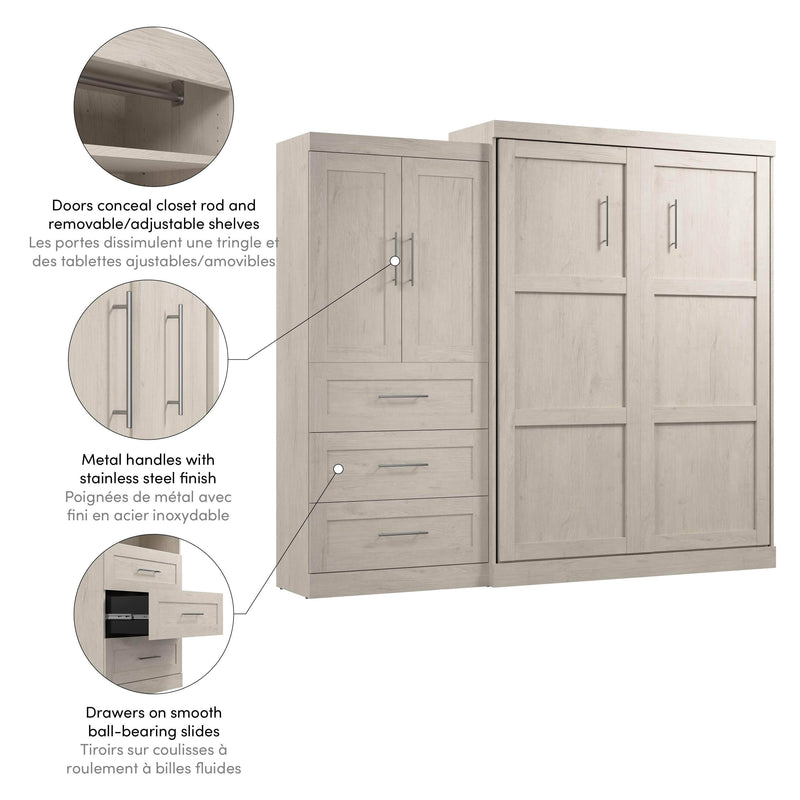Modubox Murphy Wall Bed Pur Queen Murphy Wall Bed and 1 Storage Unit with Drawers (101”) - Available in 4 Colours