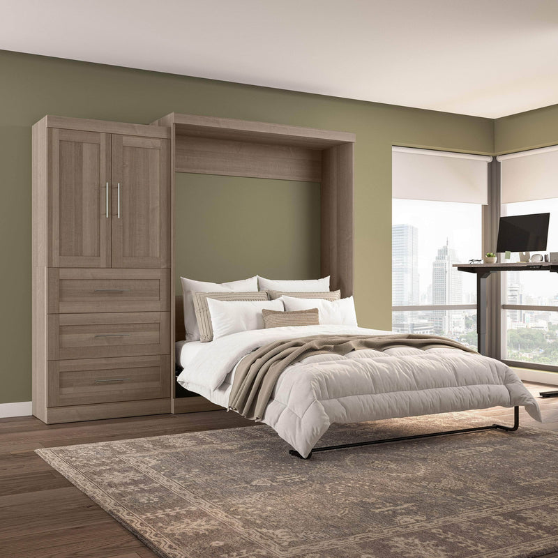 Modubox Murphy Wall Bed Pur Queen Murphy Wall Bed and 1 Storage Unit with Drawers (101”) - Available in 4 Colours