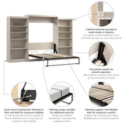 Modubox Murphy Wall Bed Pur Queen Murphy Wall Bed and 2 Storage Units (136”) - Available in 6 Colours