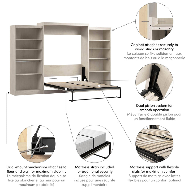 Modubox Murphy Wall Bed Pur Queen Murphy Wall Bed and 2 Storage Units (136”) - Available in 6 Colours