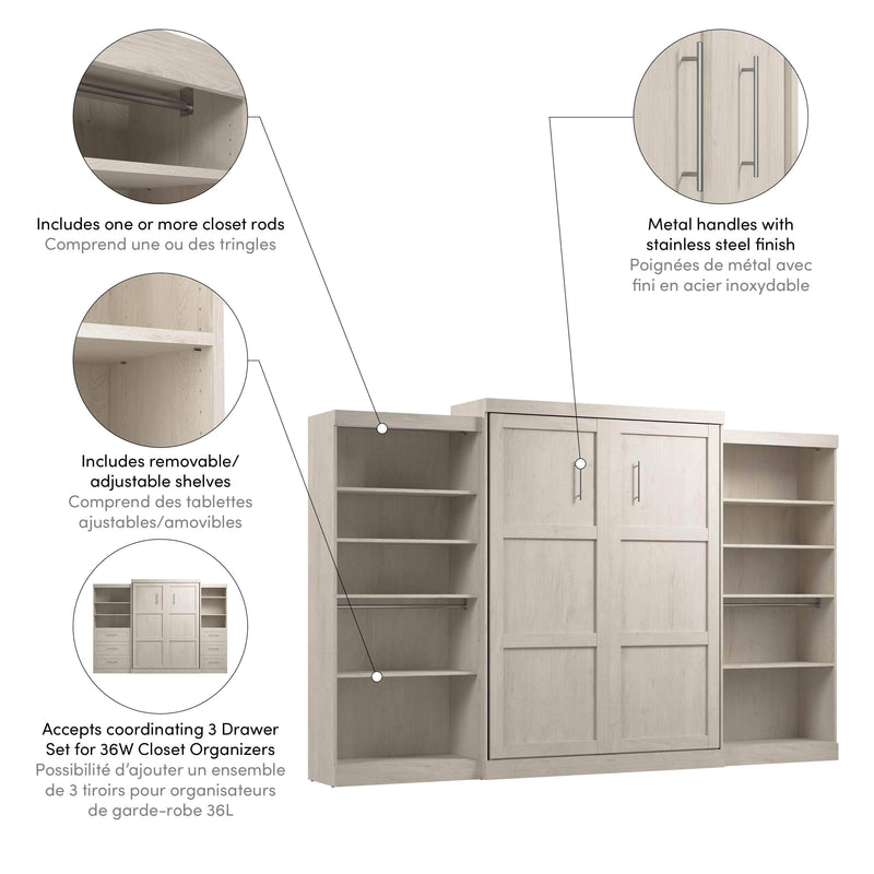 Modubox Murphy Wall Bed Pur Queen Murphy Wall Bed and 2 Storage Units (136”) - Available in 6 Colours