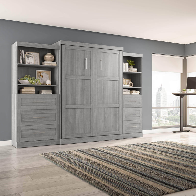 Modubox Murphy Wall Bed Pur Queen Murphy Wall Bed and 2 Storage Units with Drawers (126”) - Available in 5 Colours