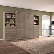 Modubox Murphy Wall Bed Pur Queen Murphy Wall Bed and 2 Storage Units with Drawers (126”) - Available in 5 Colours