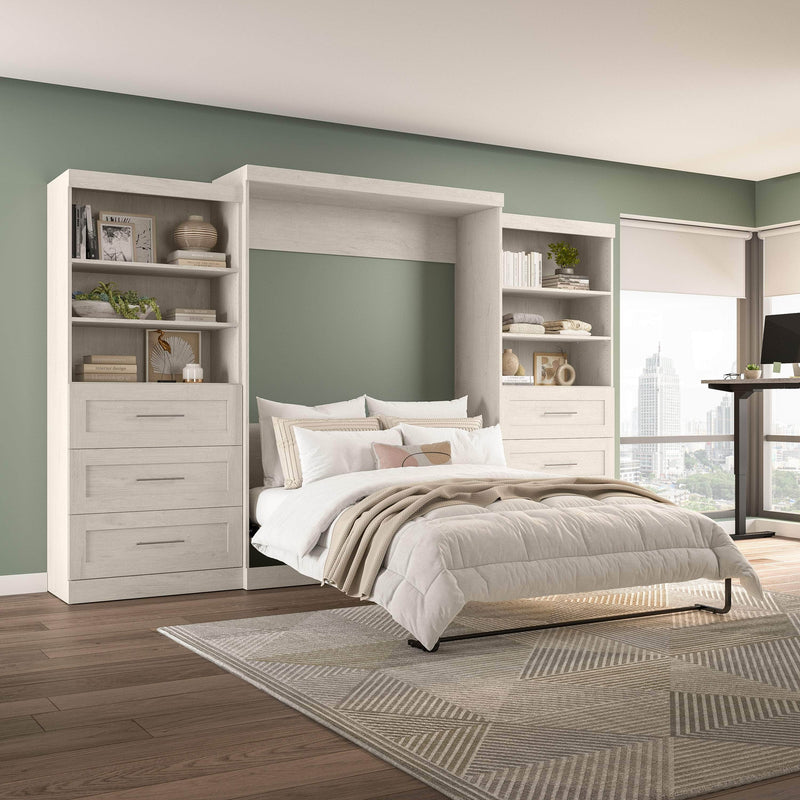 Modubox Murphy Wall Bed Pur Queen Murphy Wall Bed and 2 Storage Units with Drawers (136”) - Available in 6 Colours