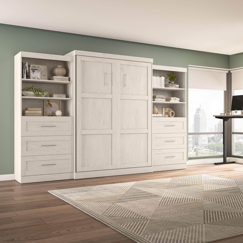 Modubox Murphy Wall Bed Pur Queen Murphy Wall Bed and 2 Storage Units with Drawers (136”) - Available in 6 Colours