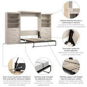 Modubox Murphy Wall Bed Pur Queen Murphy Wall Bed and 2 Storage Units with Drawers (136”) - Available in 6 Colours
