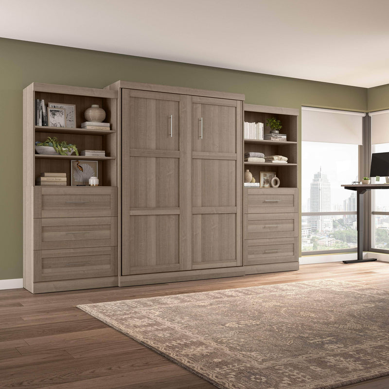 Modubox Murphy Wall Bed Pur Queen Murphy Wall Bed and 2 Storage Units with Drawers (136”) - Available in 6 Colours