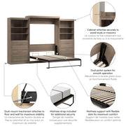 Modubox Murphy Wall Bed Pur Queen Murphy Wall Bed and 2 Storage Units with Drawers (136”) - Available in 6 Colours