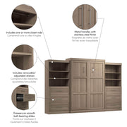 Modubox Murphy Wall Bed Pur Queen Murphy Wall Bed and 2 Storage Units with Drawers (136”) - Available in 6 Colours