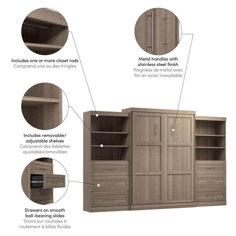 Modubox Murphy Wall Bed Pur Queen Murphy Wall Bed and 2 Storage Units with Drawers (136”) - Available in 6 Colours
