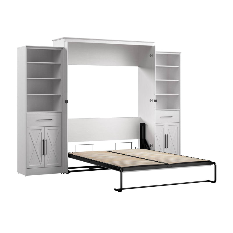 Modubox Murphy Wall Bed Pure White Oak Key West 117W Queen Murphy Wall Bed and Closet Organizers with Doors and Drawers - Available in 2 Colours