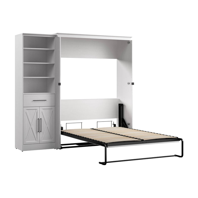 Modubox Murphy Wall Bed Pure White Oak Key West 87W Full Murphy Wall Bed and Closet Organizer with Drawer and Doors - Available in 2 Colours